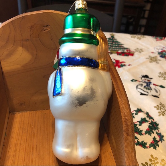 Lord and Taylor Signature gifts of Christmas Glass Snowman Ornament New. - Picture 4 of 6